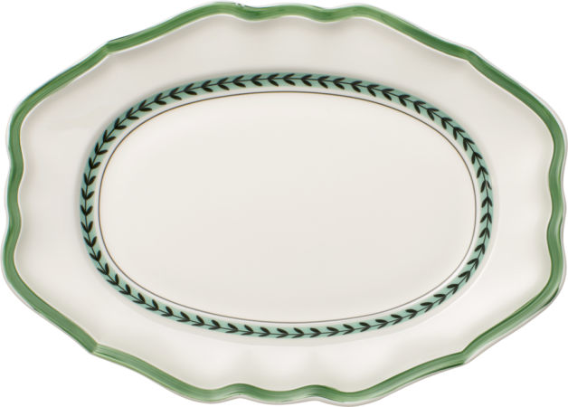 1042432920 French Garden Green Line, oval platter