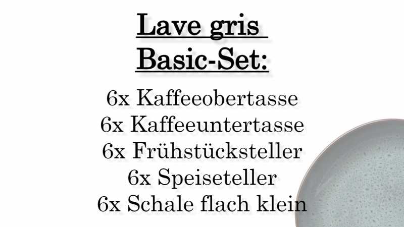 1042594002 Lave gris, Basic-Set, 6 Personen