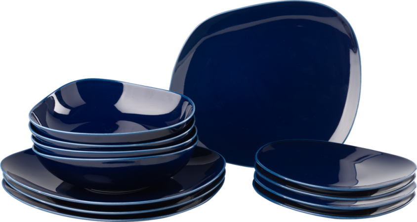 1952907271 Organic Dark Blue, Starter plate set, 12 pcs.