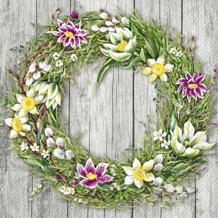 L 938645, Lunch napkins spring wreath