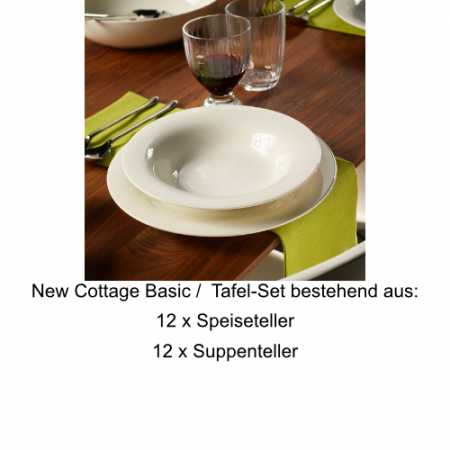 1034604003, Villeroy & Boch, New Cottage Basic, Tafelset 12 Pers., 24tlg.