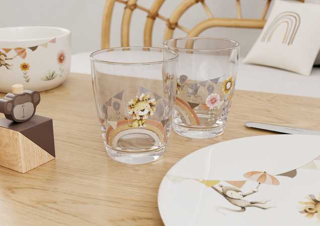 1486737458 Roar like a Lion, children's glass set 2 pcs.