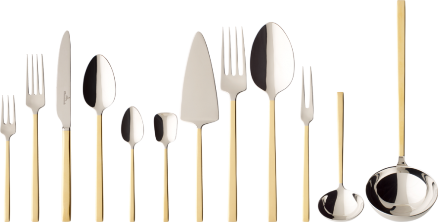 Villeroy & Boch, La Classica partly gold plated, 70pcs. table cutlery with soup ladle