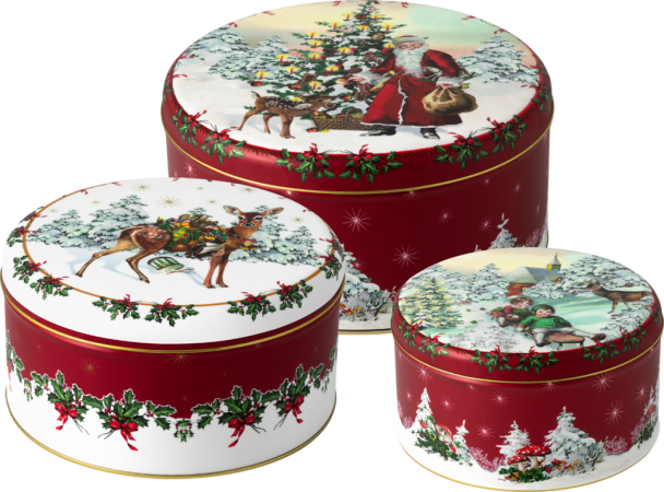 Winter collage accessories, biscuit tin set 3pcs