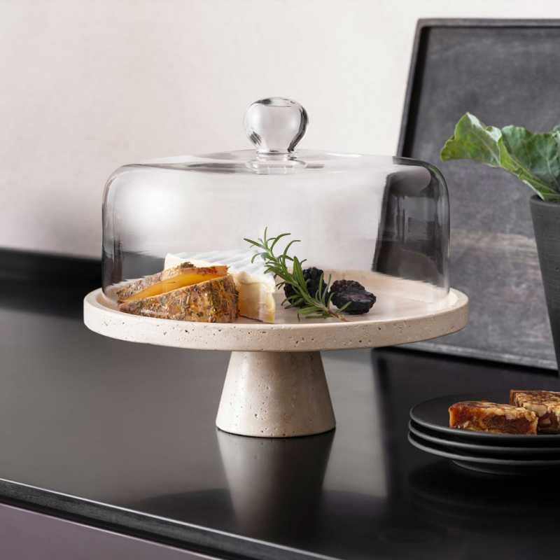 1013753841 Manufacture Travertine, Servierschale mit Fuß 28 cm