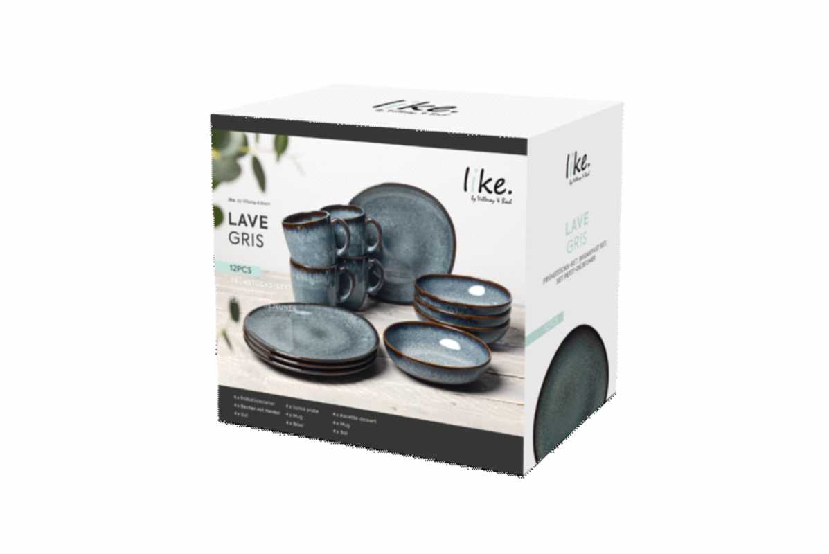 1042599028, Villeroy & Boch, Lave Gris breakfast set 12 pcs.