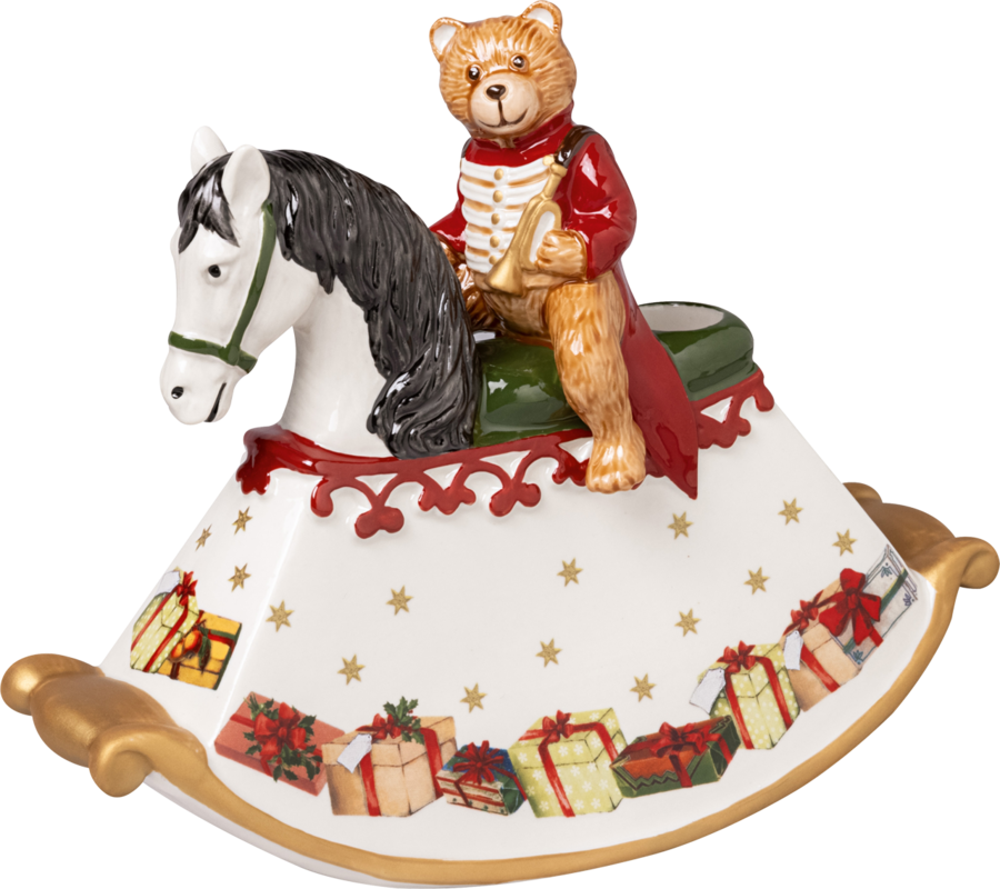 1483276551, Villeroy & Boch, Christmas Toys, porcelain - Candlestick in rocking horse look