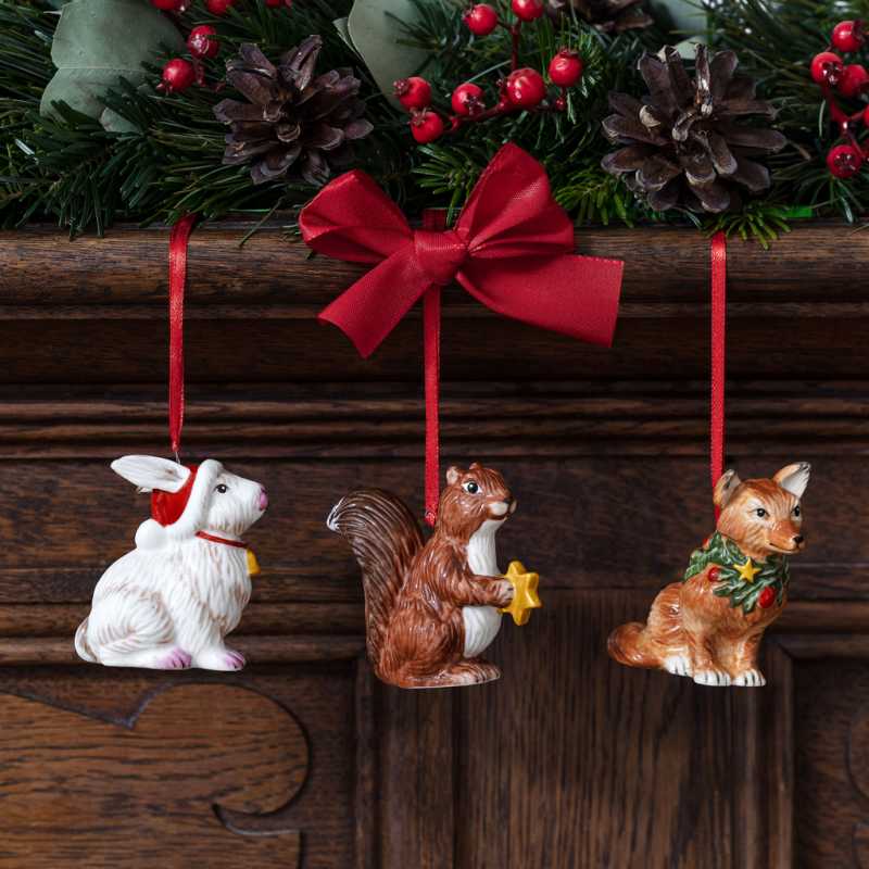 Villeroy & Boch, Nostalgic Ornaments, Ornaments Forest Animals Set, 3 pieces