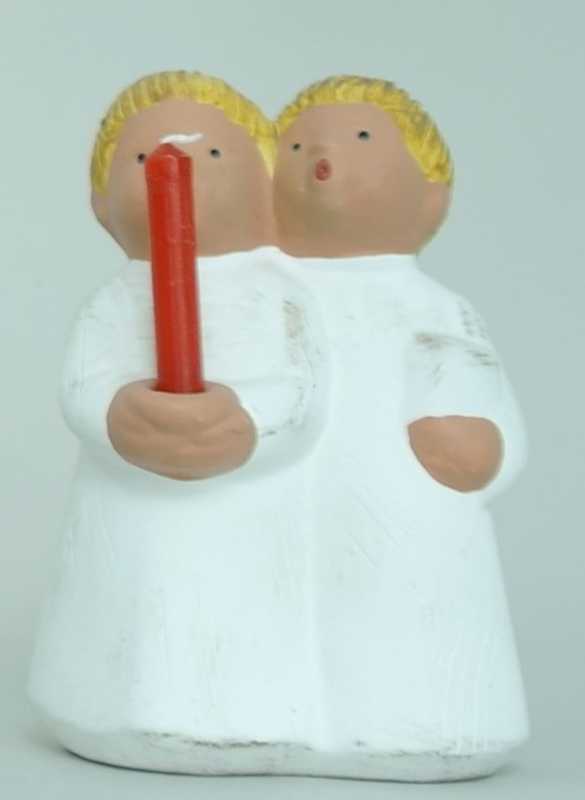 Singer Angel - Hope pair of boys with candle - 14 cm