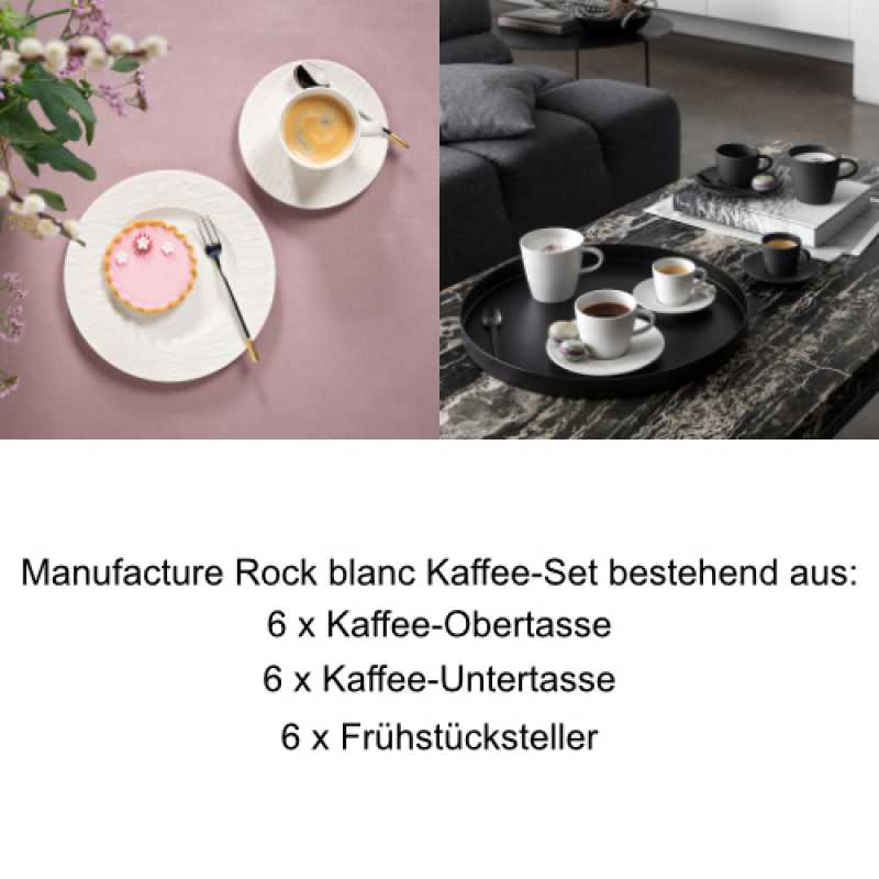 Villeroy & Boch, Manufacture Rock Blanc, Kaffee-Set 12 Pers.