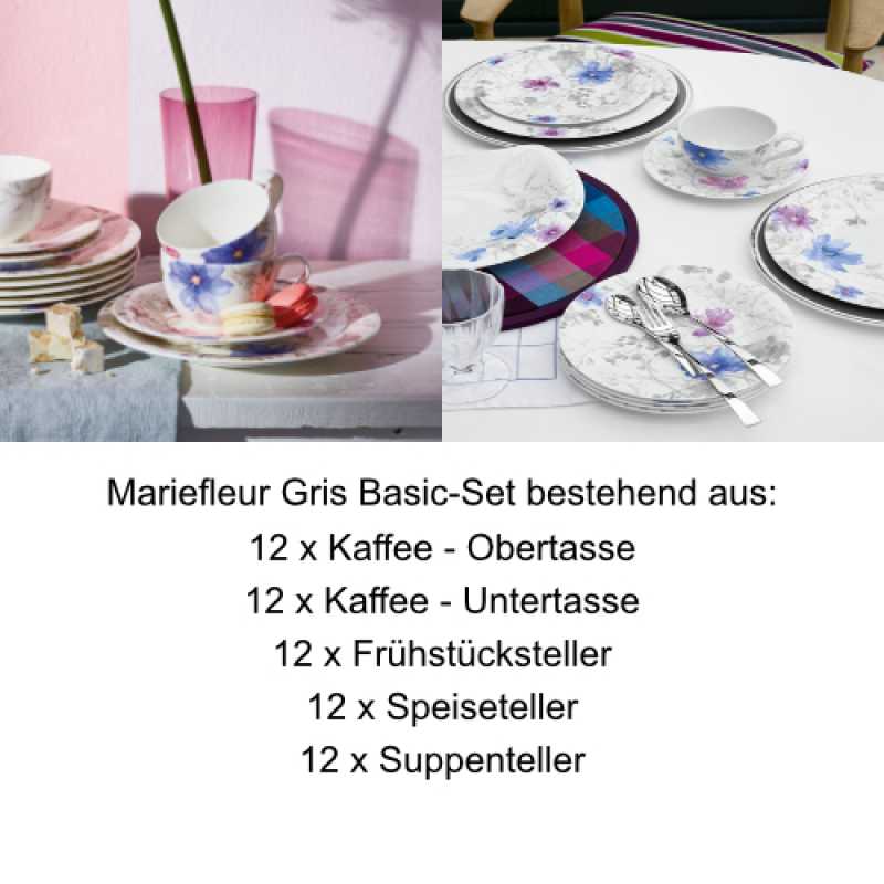 Villeroy & Boch, Mariefleur Gris Basic, Basic-set 60 pcs.