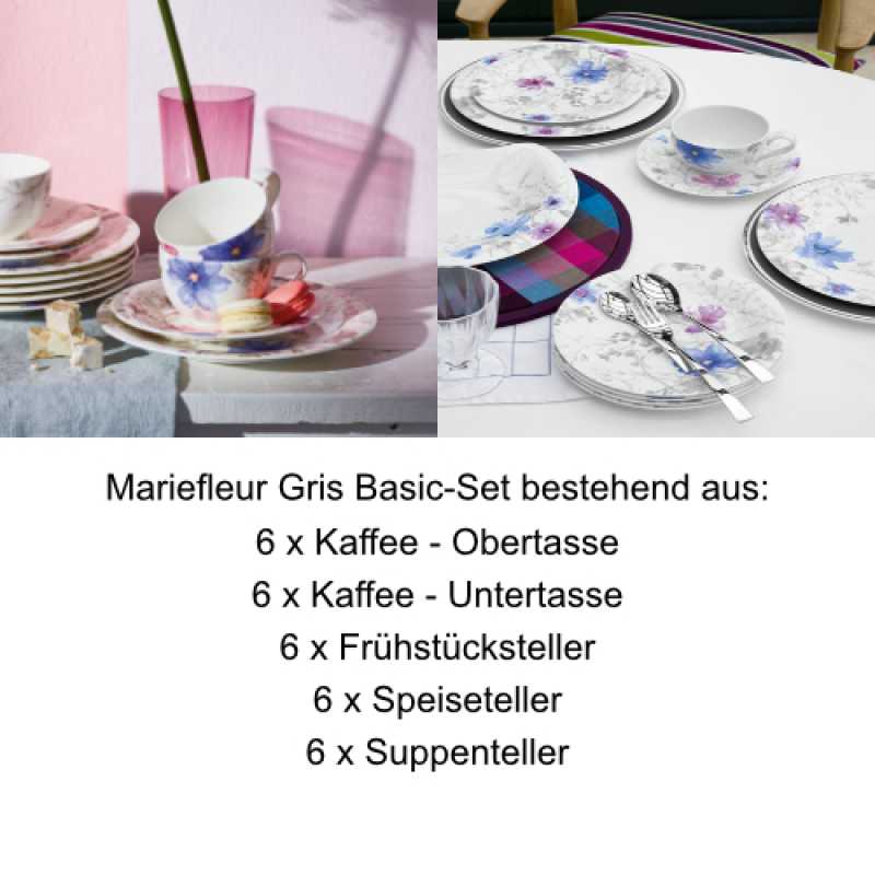 Villeroy & Boch, Mariefleur Gris Basic, Basic-Set 6 Pers.