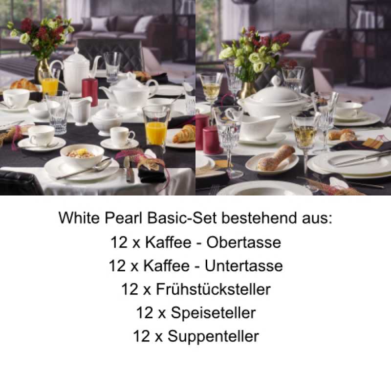 1043894001, Villeroy & Boch, White Pearl, Basic Set 12 Pers.