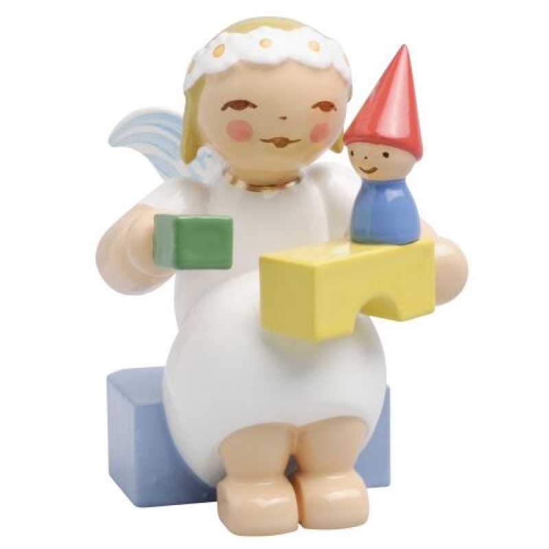 Wendt & Kühn, 634/70/36 Daisy angel, sitting with building blocks