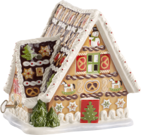 Christmas Toys, Gingerbread house with musical clock, 16x13x16cm