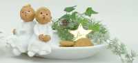 Singer Angel - Angel / couple with star sitting on plate - 12 cm